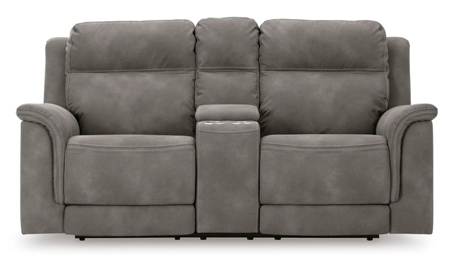 Ashley Slate Next-Gen DuraPella PWR REC Loveseat/CON/ADJ HDRST - Microfiber - Home Elegance USA