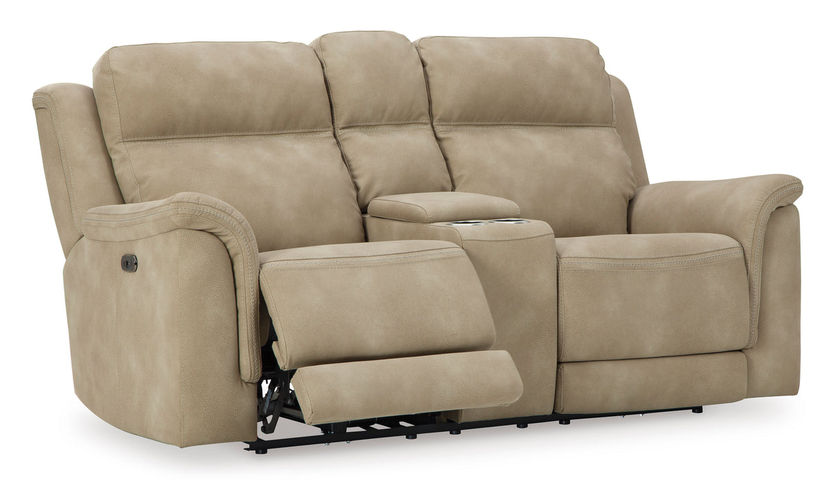 Ashley Sand Next-Gen DuraPella PWR REC Loveseat/CON/ADJ HDRST - Microfiber - Home Elegance USA