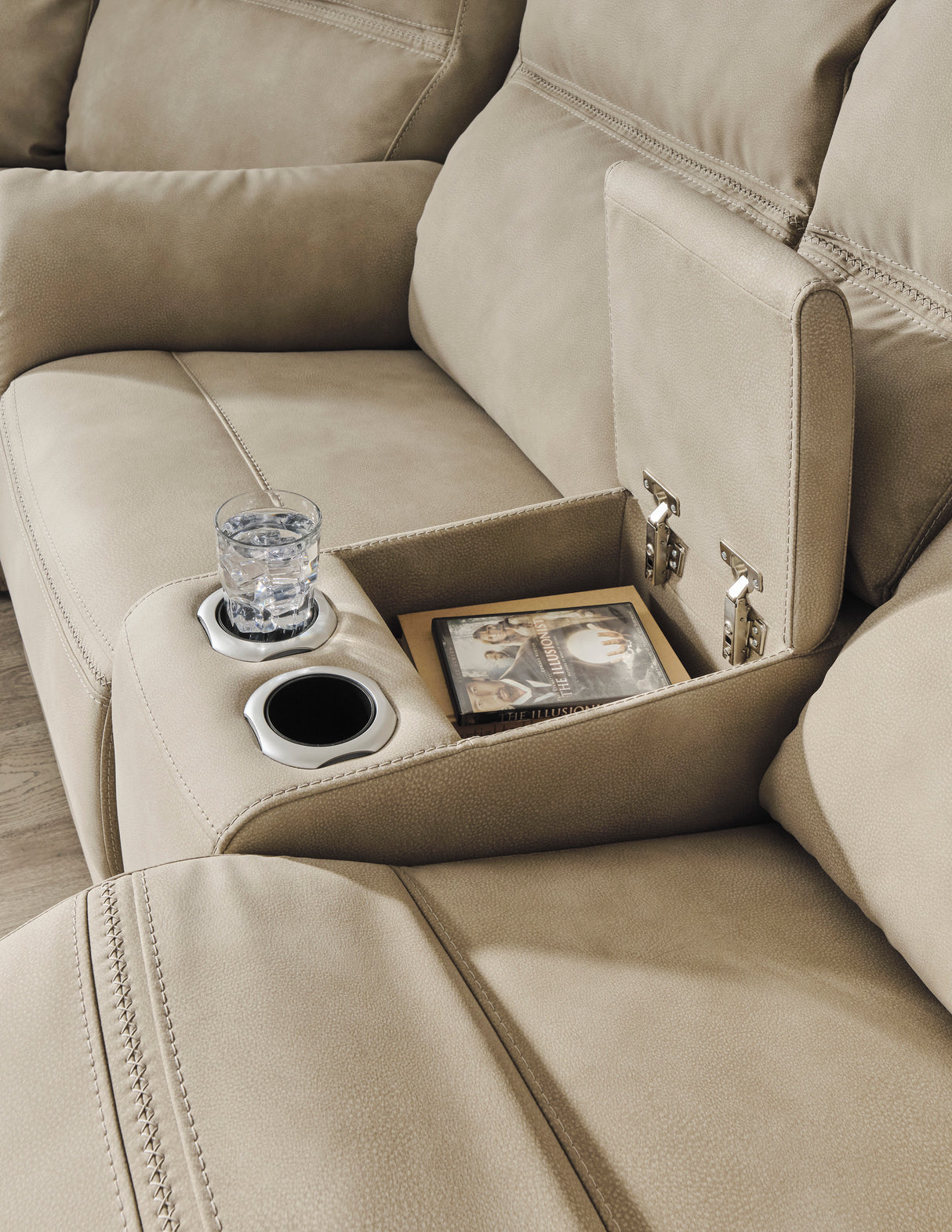 Ashley Sand Next-Gen DuraPella PWR REC Loveseat/CON/ADJ HDRST - Microfiber - Home Elegance USA