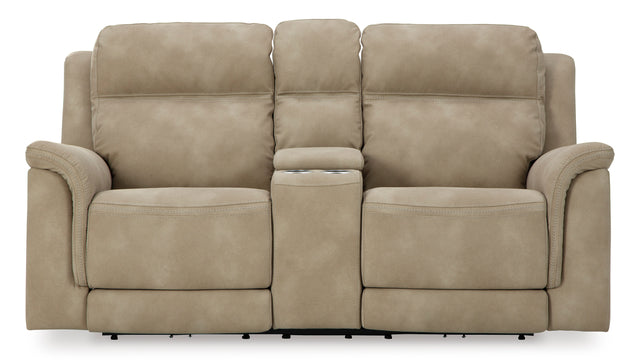 Ashley Sand Next-Gen DuraPella PWR REC Loveseat/CON/ADJ HDRST - Microfiber - Home Elegance USA