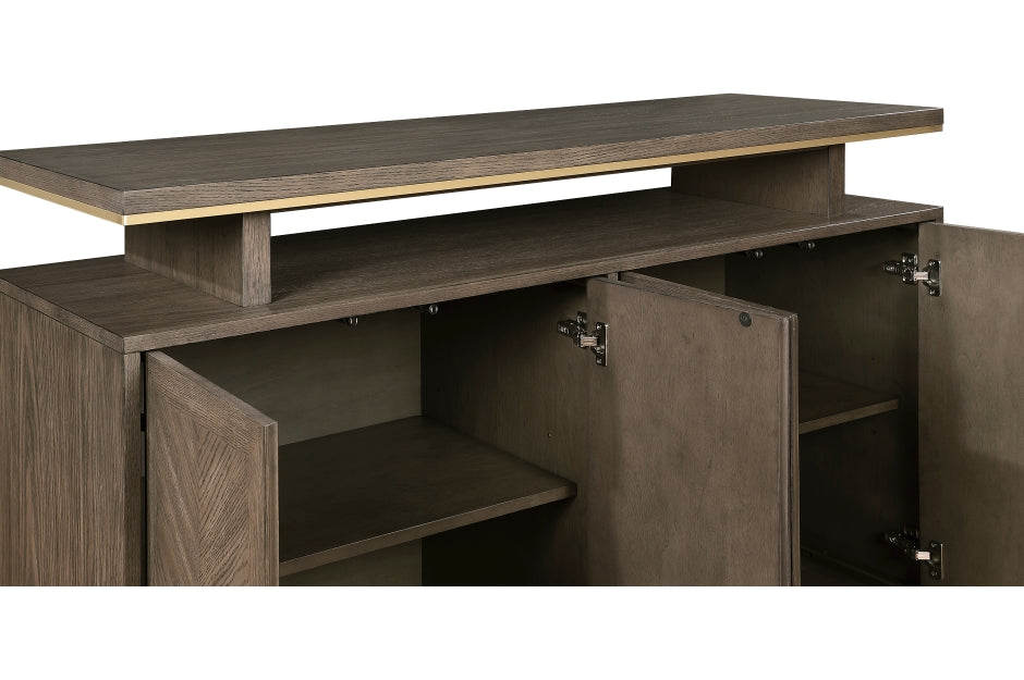 Griffin Modern Server with Sunburst Oak Finish & Gold Accents | Homelegance - Home Elegance USA