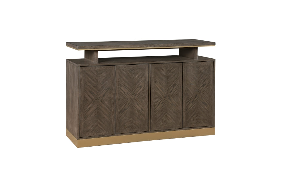 Griffin Modern Server with Sunburst Oak Finish & Gold Accents | Homelegance - Home Elegance USA