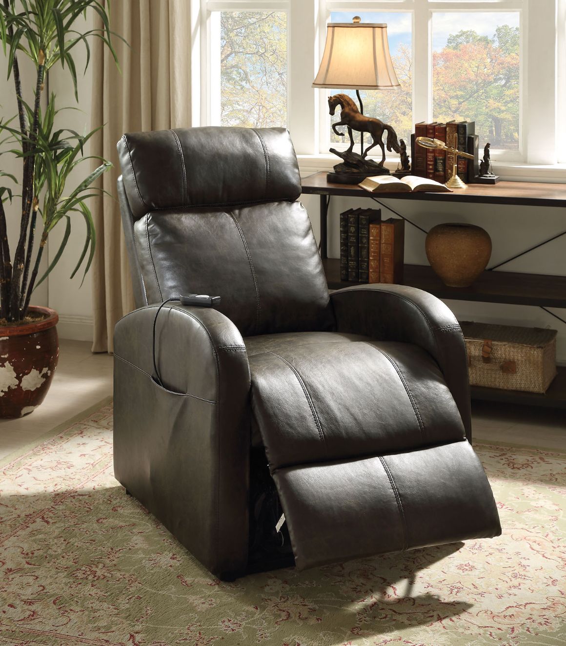 Acme - Ricardo Power Motion Recliner W/Lift 59405 Brown Synthetic Leather