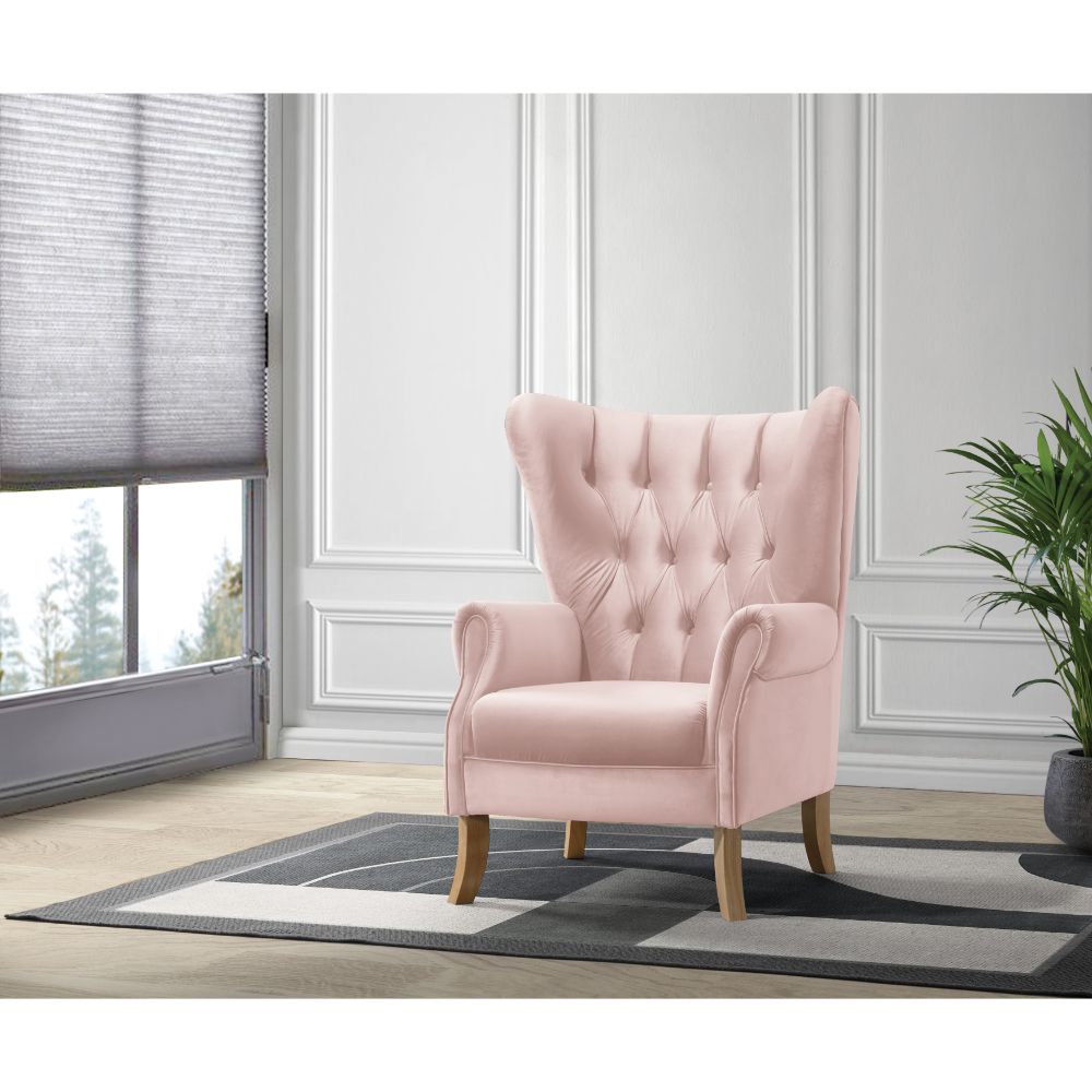 Adonis Accent Chair 59516 Blush Pink Velvet | Acme | Home Elegance USA