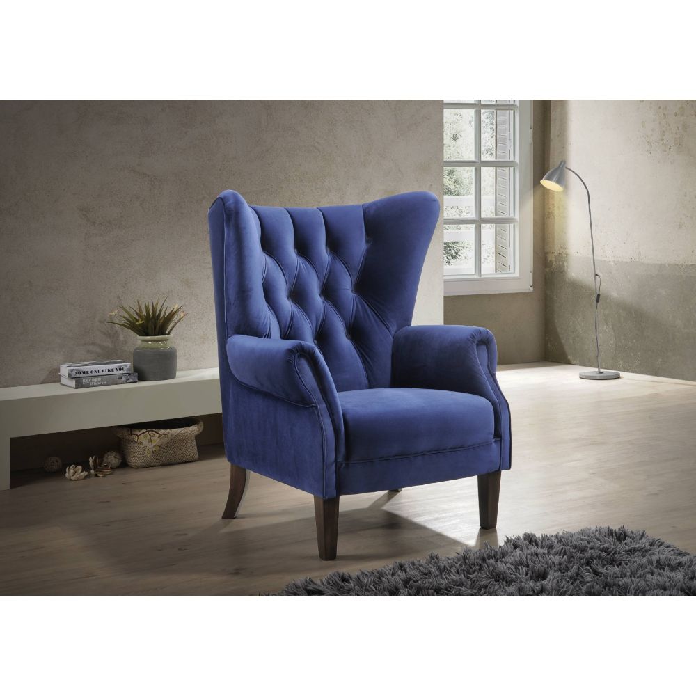 Adonis Accent Chair 59519 Navy Blue Velvet | Acme | Home Elegance USA