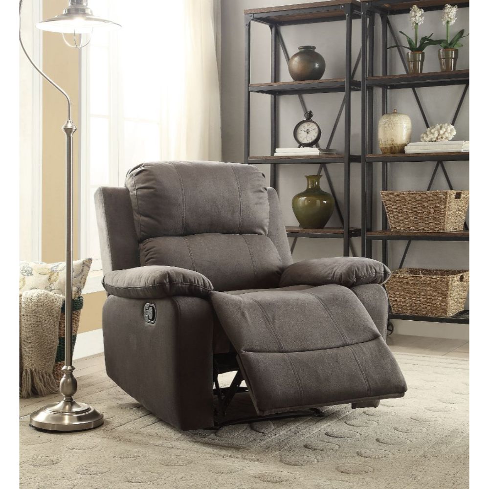 Bina Motion Recliner 59525 Charcoal Polished Microfiber | Acme | Home Elegance USA