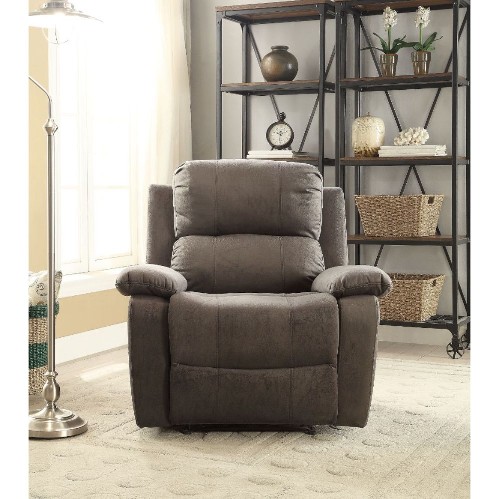 Bina Motion Recliner 59525 Charcoal Polished Microfiber | Acme | Home Elegance USA