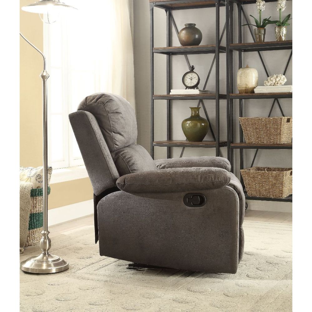 Bina Motion Recliner 59525 Charcoal Polished Microfiber | Acme | Home Elegance USA