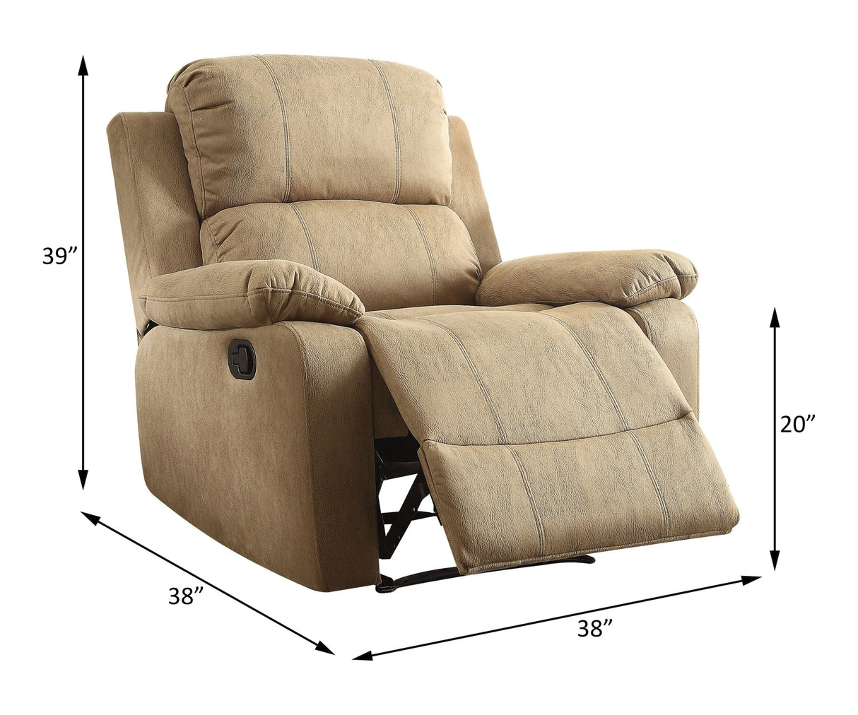 Bina Motion Recliner 59526 Light Brown Polished Microfiber | Acme | Home Elegance USA