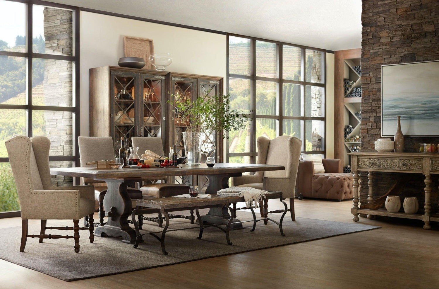 Bandera 86In Table W/2 - 18In Leaves | Hooker | Home Elegance USA