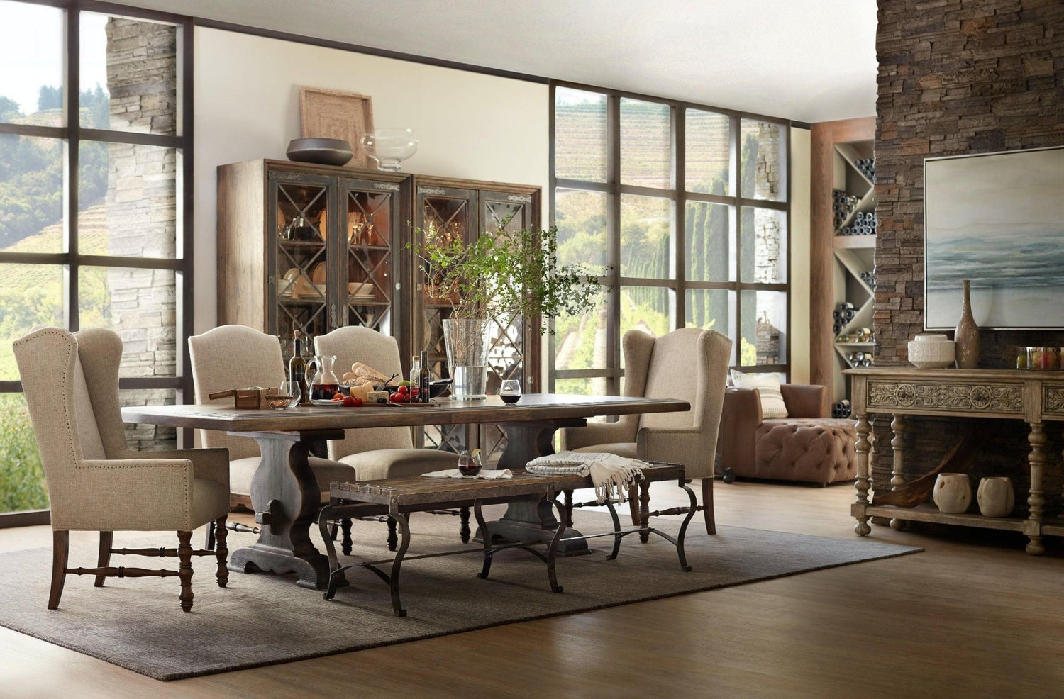 Bandera 86In Table W/2 - 18In Leaves | Hooker | Home Elegance USA