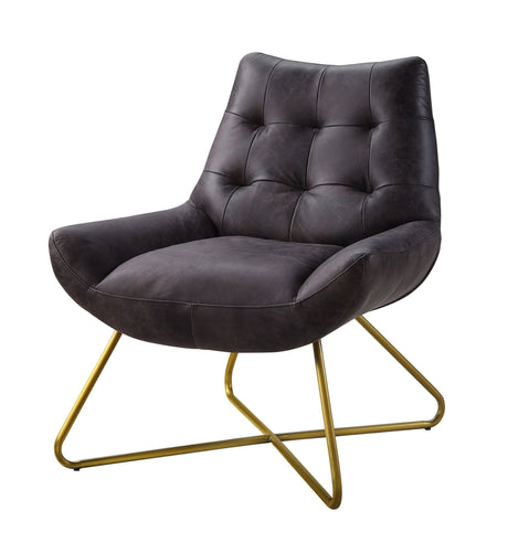 Dhalsim Accent Chair 59666 Antique Ebony Top Grain Leather | Acme | Home Elegance USA