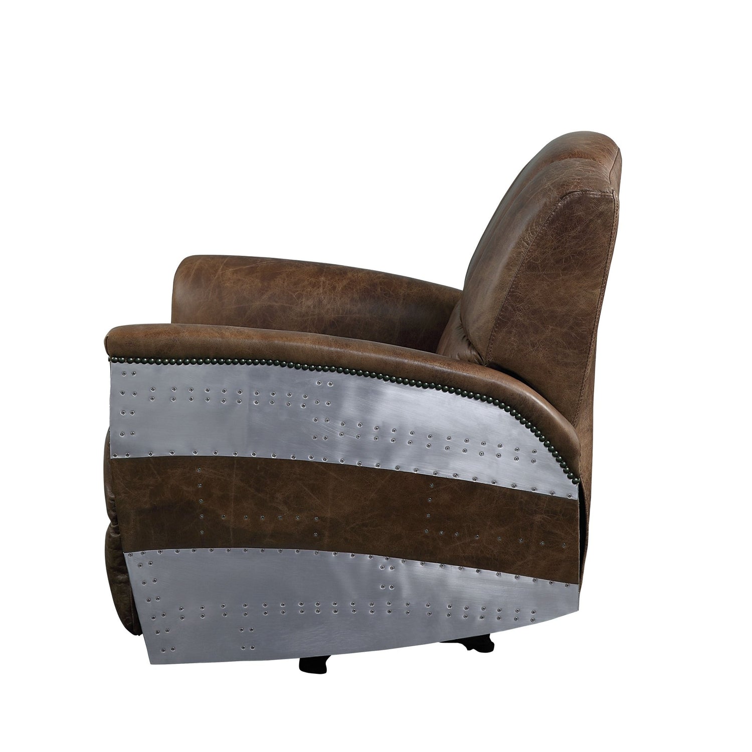 Brancaster Power Motion Recliner 59718 Retro Brown Top Grain Leather & Aluminum | Acme | Home Elegance USA