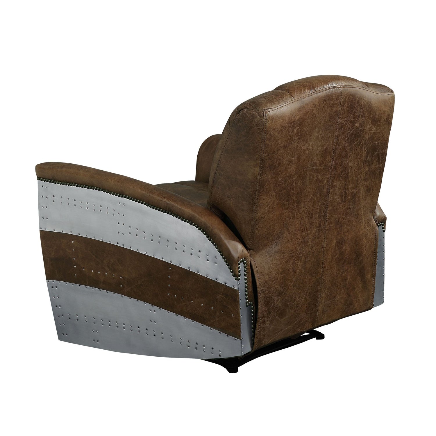 Brancaster Power Motion Recliner 59718 Retro Brown Top Grain Leather & Aluminum | Acme | Home Elegance USA
