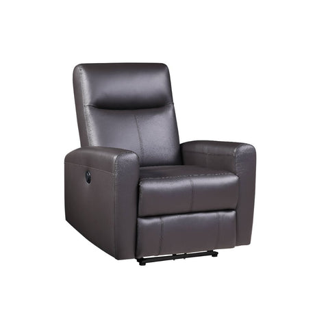 Acme - Blane Power Motion Recliner 59773 Brown Top Grain Leather Match