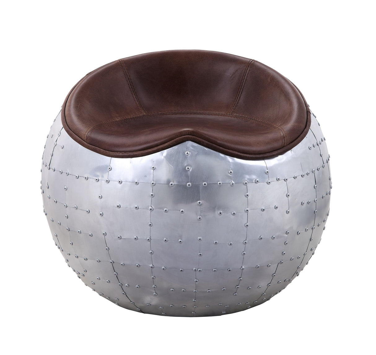 Brancaster Ottoman 59836 Retro Brown Top Grain Leather & Aluminum | Acme | Home Elegance USA