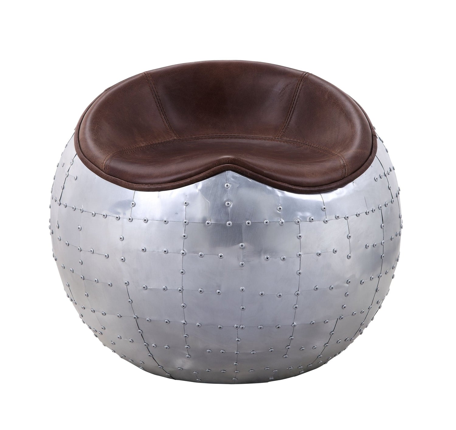 Brancaster Ottoman 59836 Retro Brown Top Grain Leather & Aluminum | Acme | Home Elegance USA