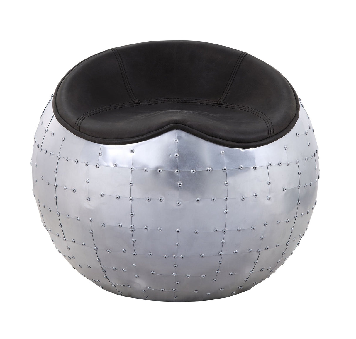 Brancaster Ottoman 59837 Antique Ebony Top Grain Leather & Aluminum | Acme | Home Elegance USA