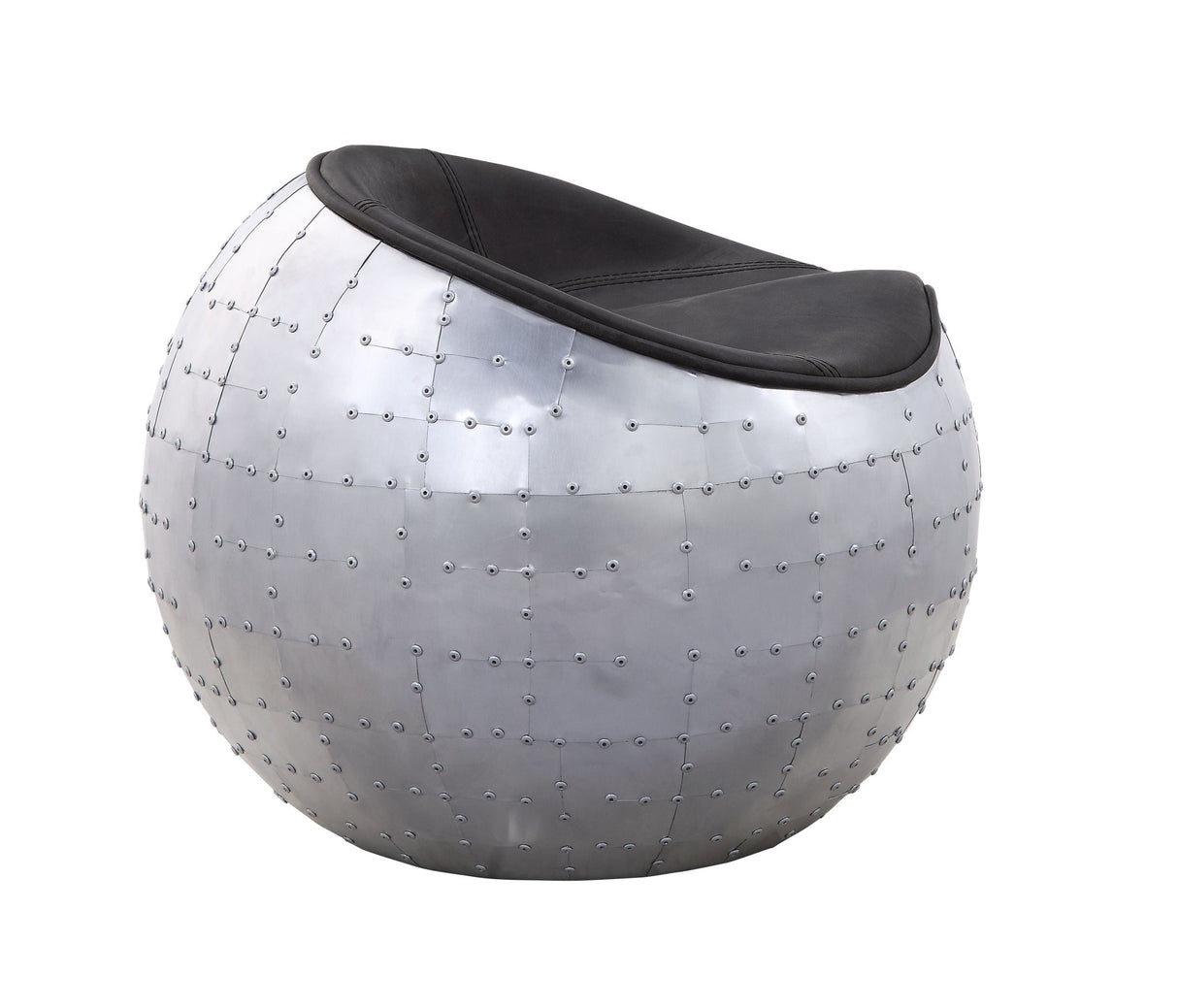 Brancaster Ottoman 59837 Antique Ebony Top Grain Leather & Aluminum | Acme | Home Elegance USA