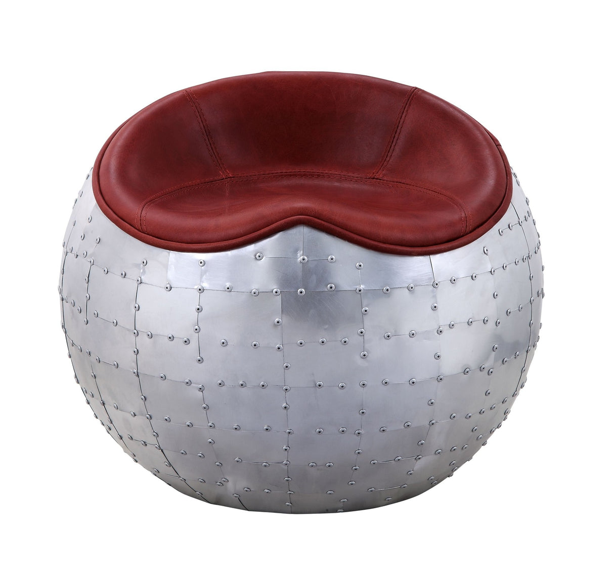 Brancaster Ottoman 59838 Antique Red Top Grain Leather & Aluminum | Acme | Home Elegance USA