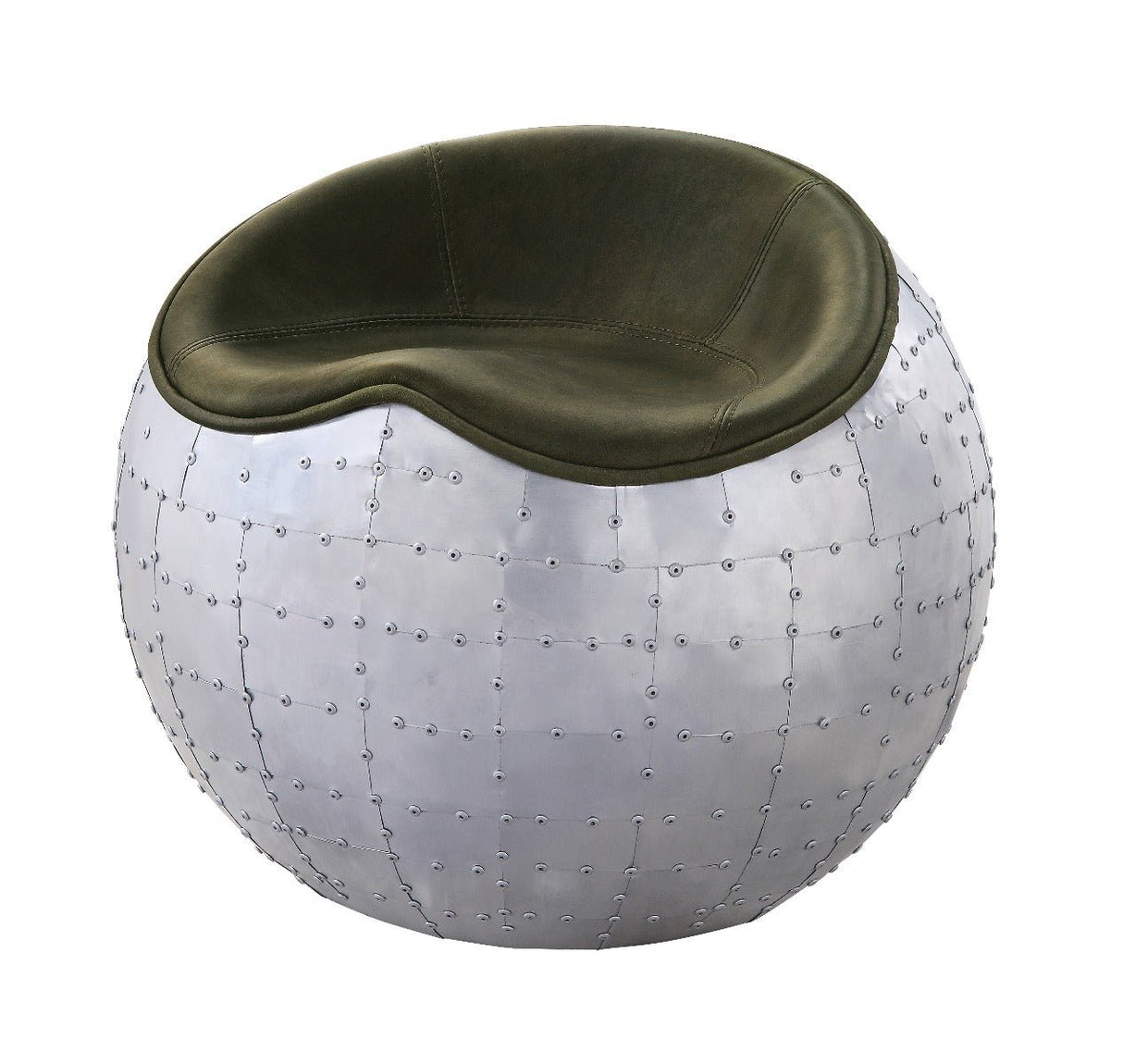 Brancaster Ottoman 59839 Antique Emerald Top Grain Leather & Aluminum | Acme | Home Elegance USA