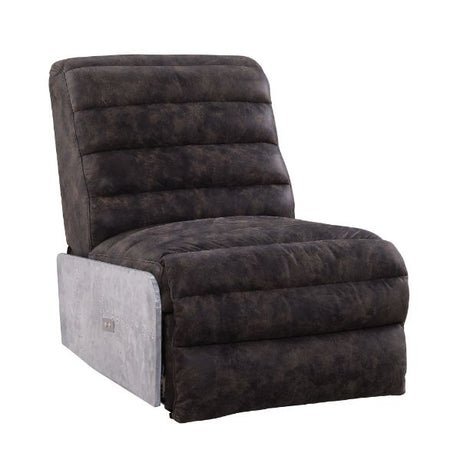 Acme - Okzuil Power Motion Recliner 59941 Two Tone Gray Top Grain Leather & Aluminum