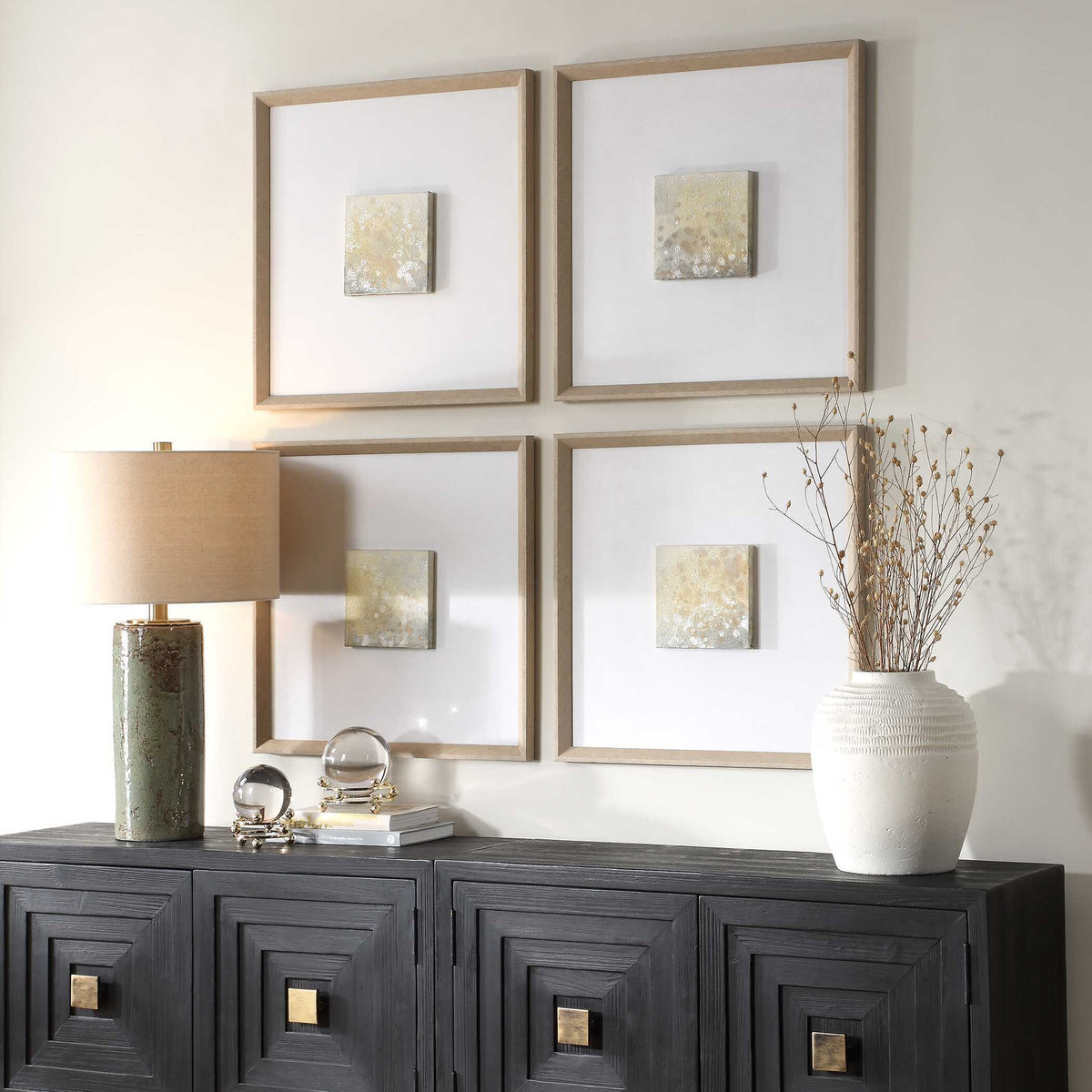Now & Then Abstract Art (Set of 4) - Light Brown by Uttermost - View 3
