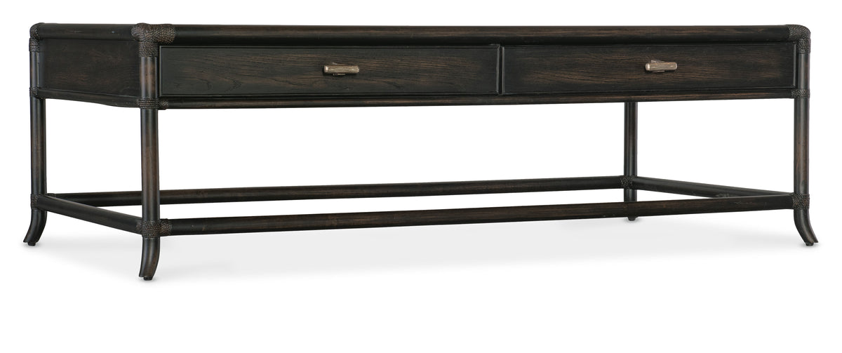 Retreat Pole Rattan Coffee Table - Dark Brown / Black by Hooker Furniture - View 1