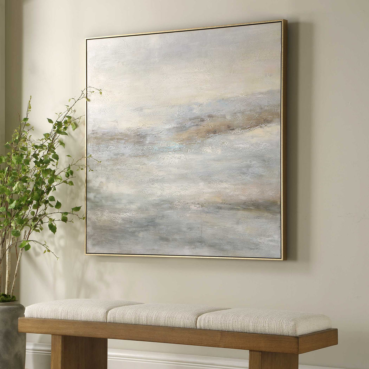 Say When Hand Painted Canvas Black / Blue / Brown / Gold / Gray / White - Blue / Gray by Uttermost - View 3