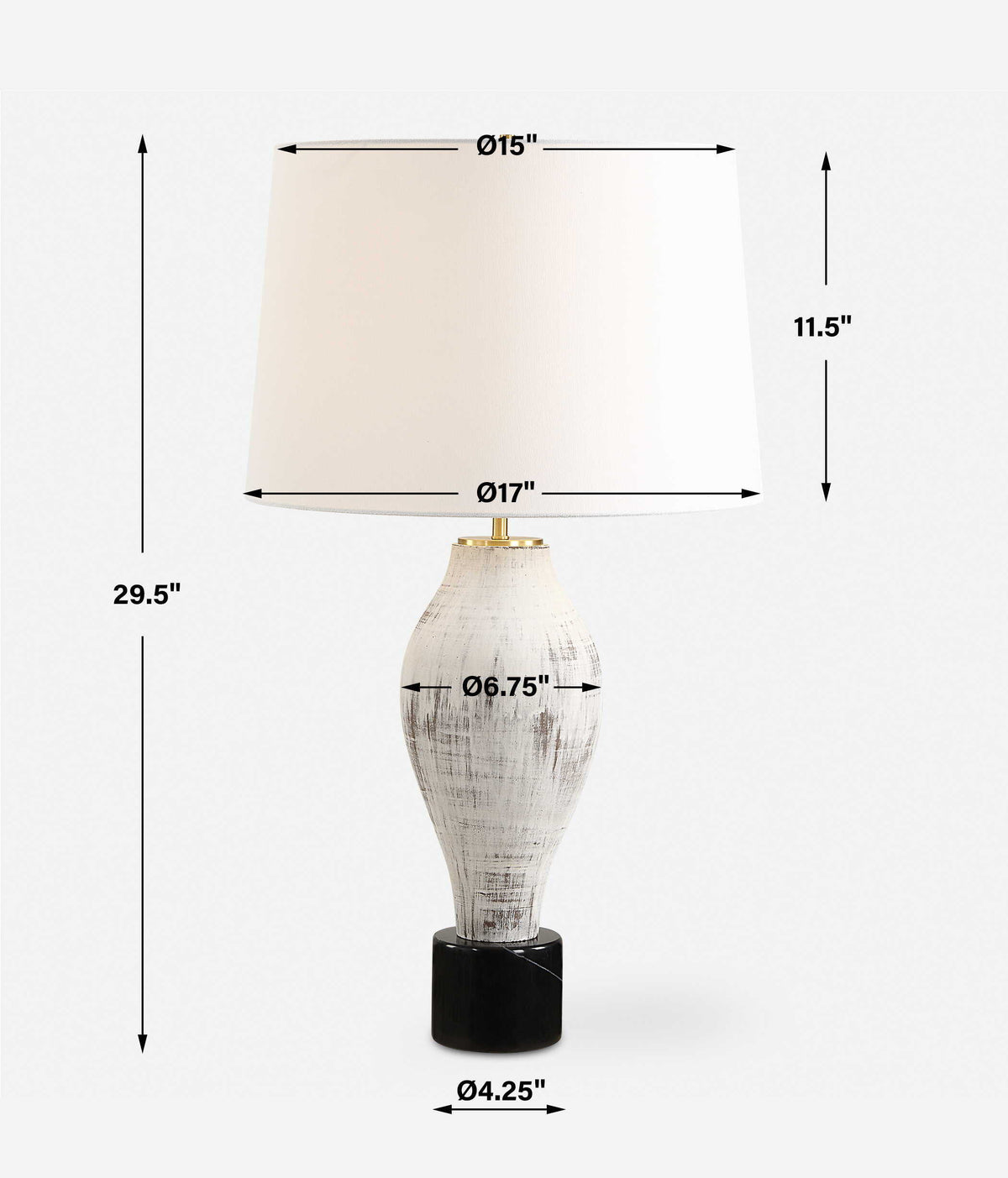 Magdaline Rustic Table Lamp - White by Uttermost - View 8