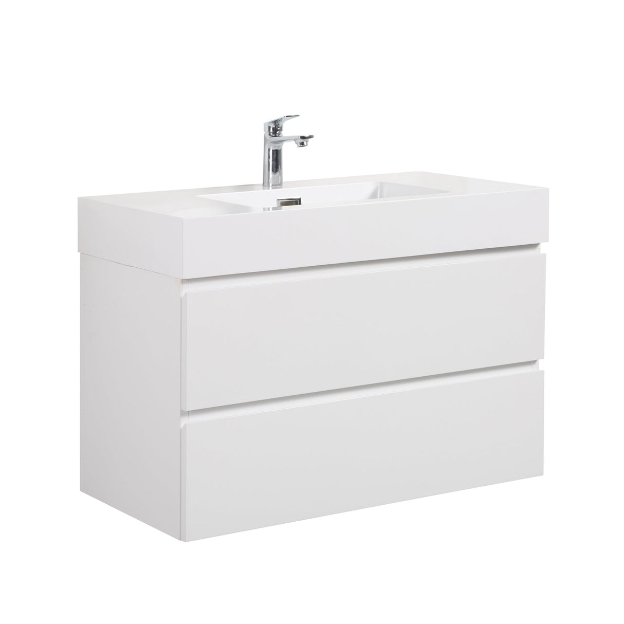 Alice 36" White Bathroom Vanity with Sink, Large Storage Wall Mounted Floating Bathroom Vanity for Modern Bathroom, One - Piece White Sink Basin without Drain and Faucet | Home Elegance USA
