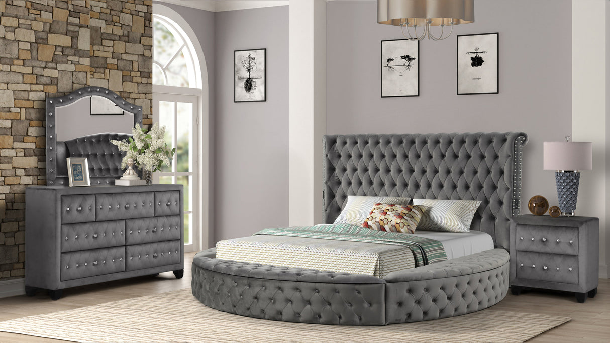HAZEL Queen 4 Pc Tufted Upholstery Bedroom Set Made with Wood In Gray(CA INVENTORY) - sold by Home Elegance USA