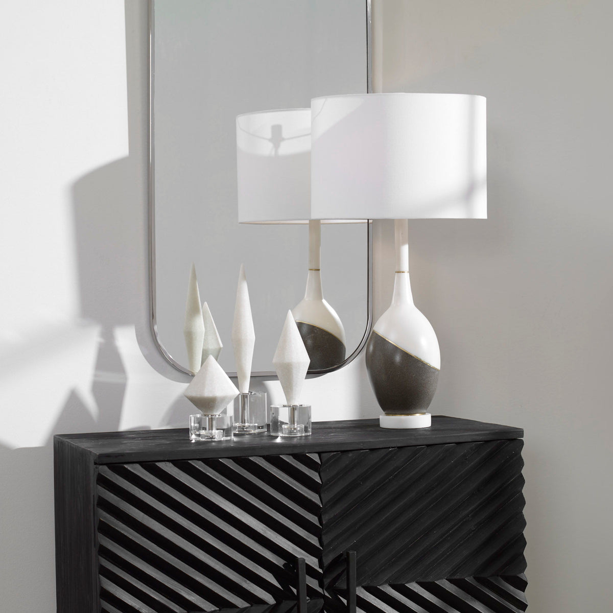 Tanali Modern Table Lamp White & Gray - White / Dark Gray by Uttermost - View 2