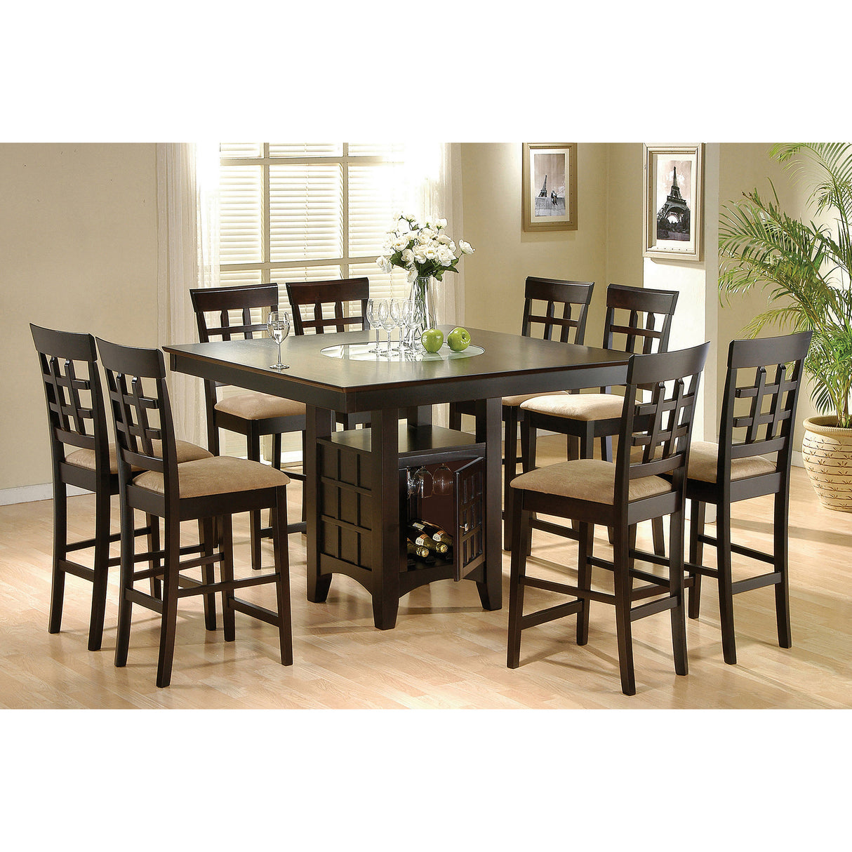 Tolland Tan and Cappuccino 9-piece Dining Set - sold by Home Elegance USA