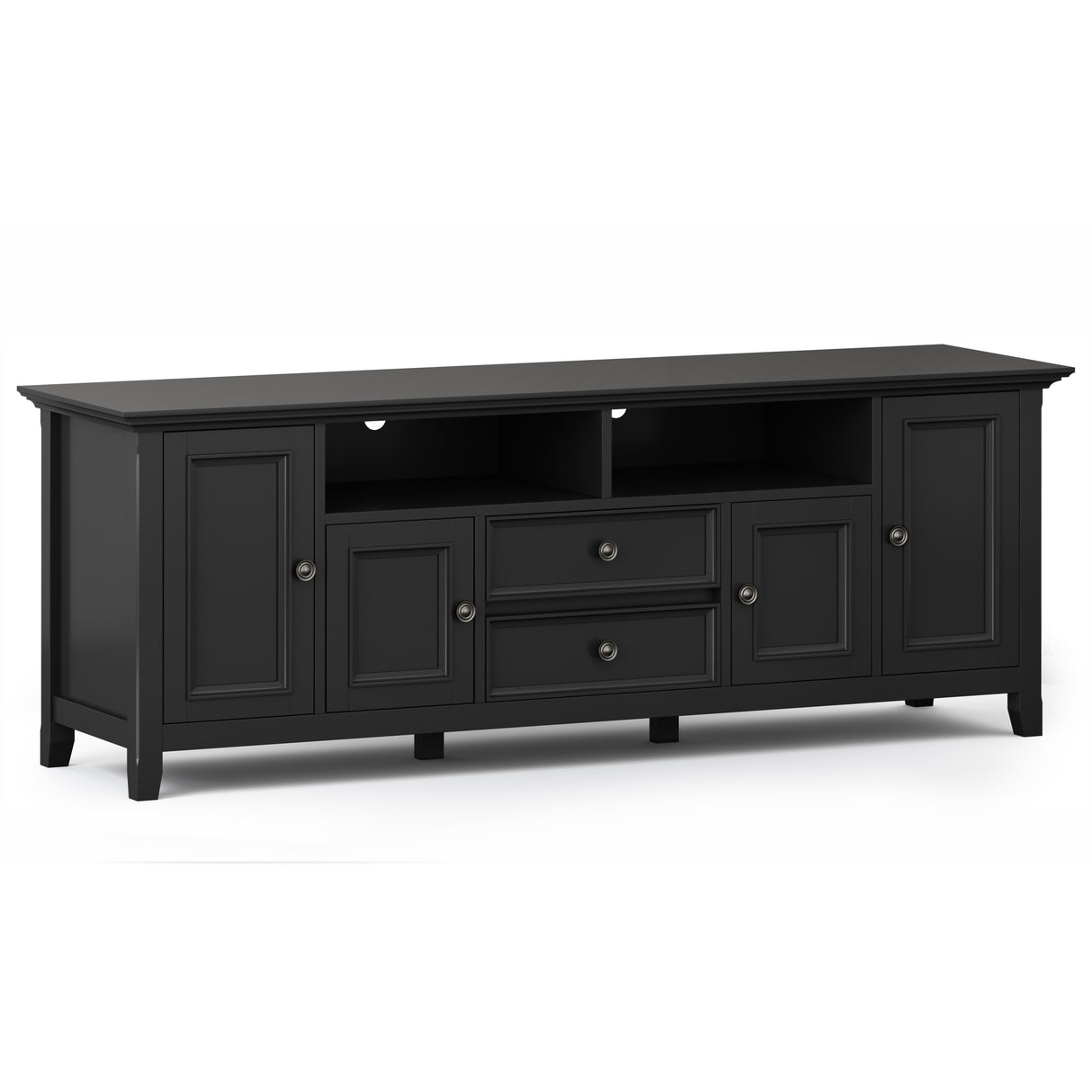 Amherst 72 inch Wide Solid Wood TV Stand in Black For TVs up to 80 inches