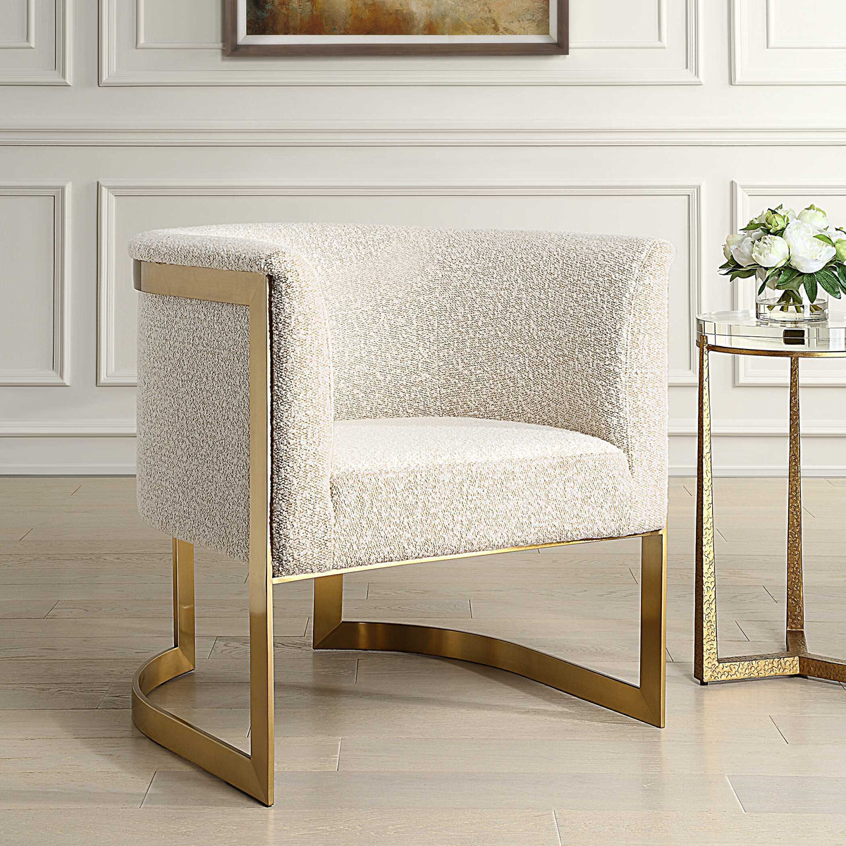 Bellina Plush Barrel Chair - Gold by Uttermost - View 3