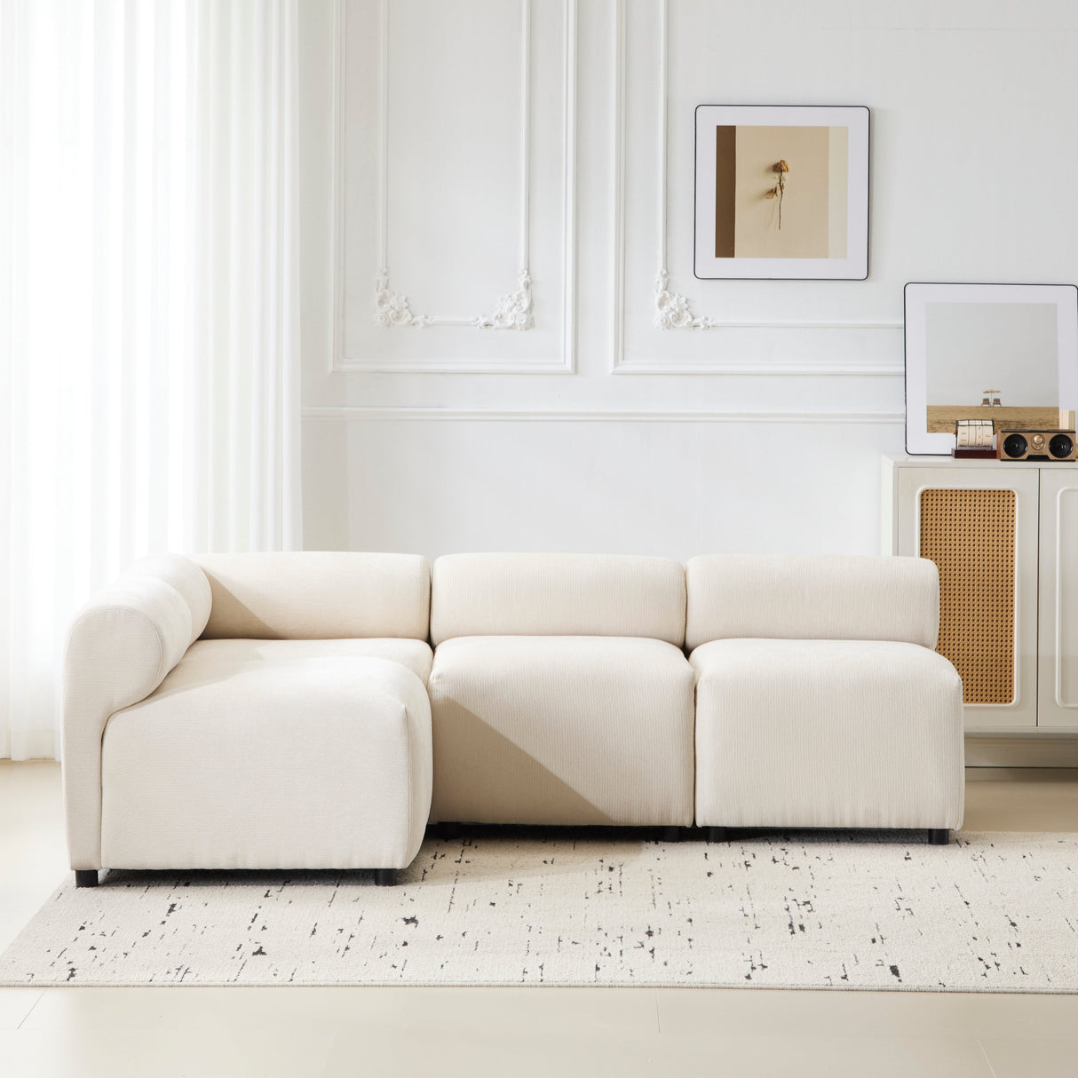 Evelyn 83 in.4-Piece L Shaped Modular Free Combination Sectional Chenille Sofa Couch for Living Rooms - sold by Home Elegance USA