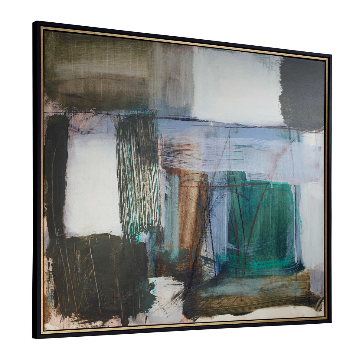 Green Fields Framed Abstract Canvas - Blue / Green by Uttermost - View 4