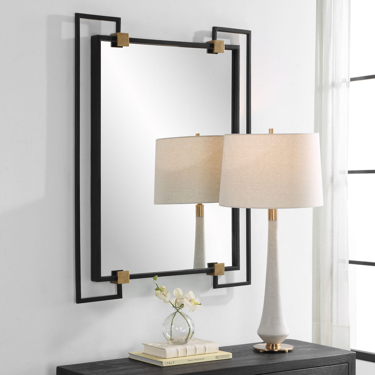 Ivey Rectangle Industrial Mirror - Black by Uttermost - View 2