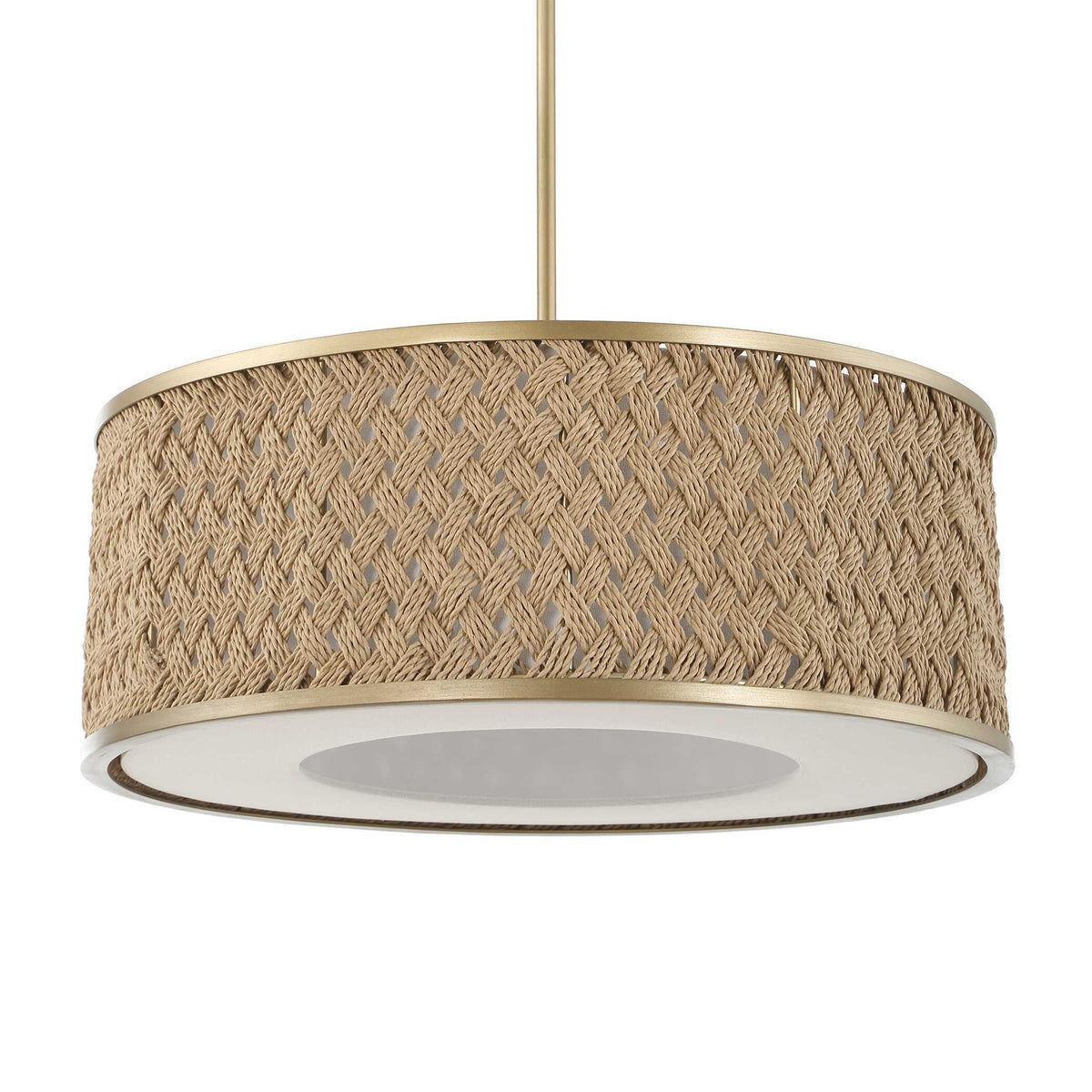 Pinchot 4 Light Rattan Drum Pendant - Light Brown by Uttermost - View 3