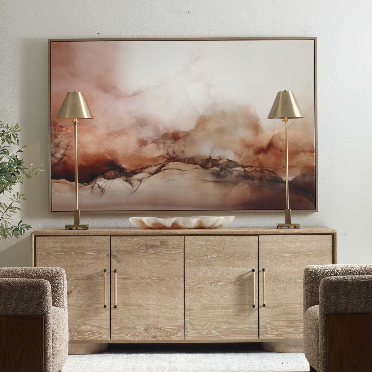 Rise Framed Modern Canvas Black / Brown / Orange / White - Orange / Light Brown by Uttermost - View 2