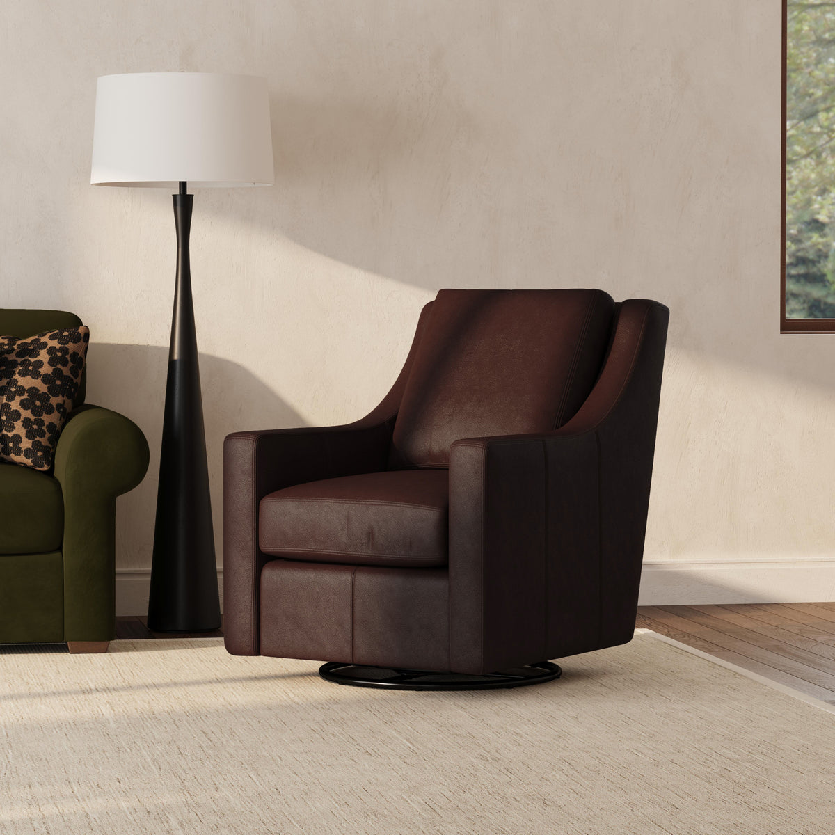 Murph Leather Stationary Swivel Chair | Flexsteel