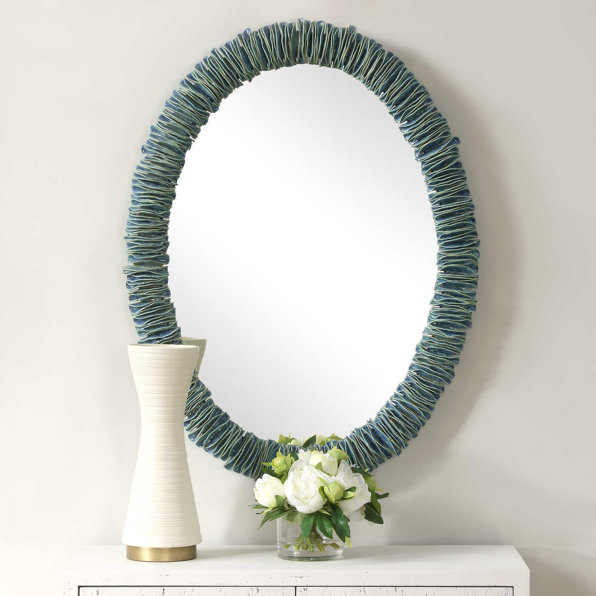 Bonaire Oval Mirror - Blue by Uttermost - View 2