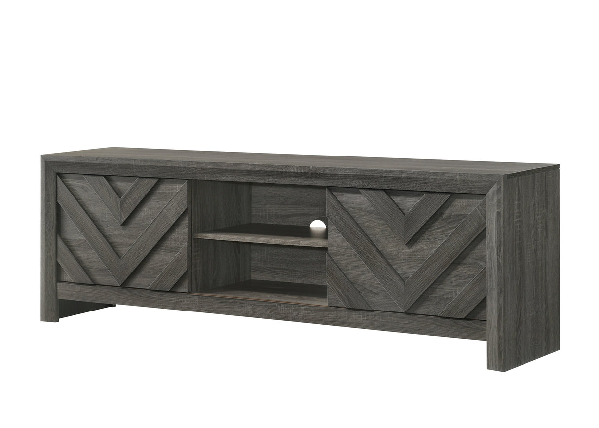 1pc Rustic Geometric Design Contemporary Traditional Interiors Entertainment Console TV Stand Living Room Furniture Grey - sold by Home Elegance USA