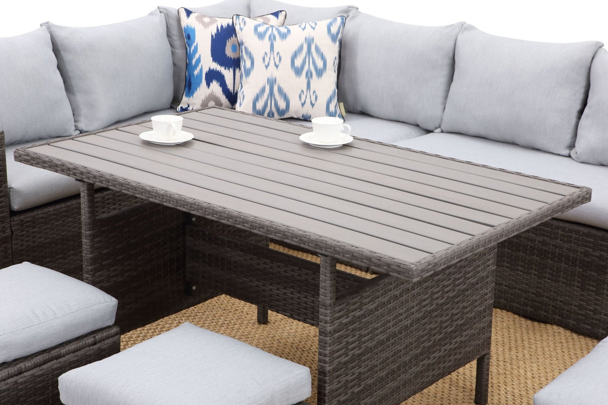 7 - Pieces PE Rattan Wicker Patio Dining Sectional Cusions Sofa Set with Grey cushions | Home Elegance USA