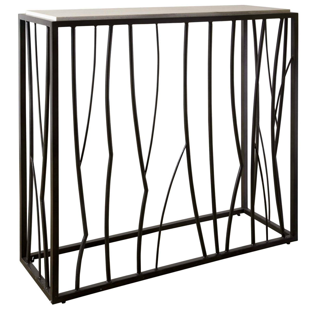 Reed Travertine Console Table Black & Light Brown - Black / Light Brown by Uttermost - View 3