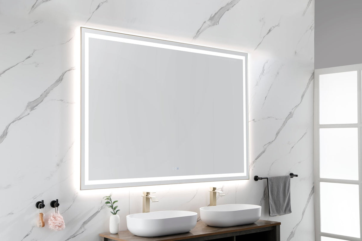 84in. W x 48in. H Oversized Rectangular Black Framed LED Mirror Anti - Fog Dimmable Wall Mount Bathroom Vanity Mirror HD Wall Mirror Kit For Gym And Dance Studio 48X 72Inches With Safety Ba | Home Elegance USA