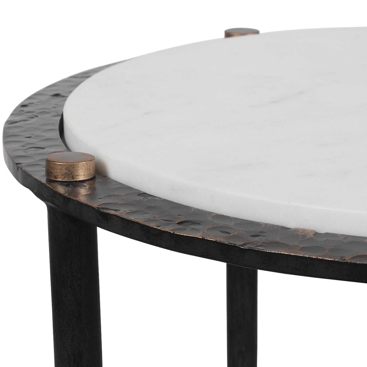 Wren Round Marble Accent Table Bronze / White - Black / White by Uttermost - View 7
