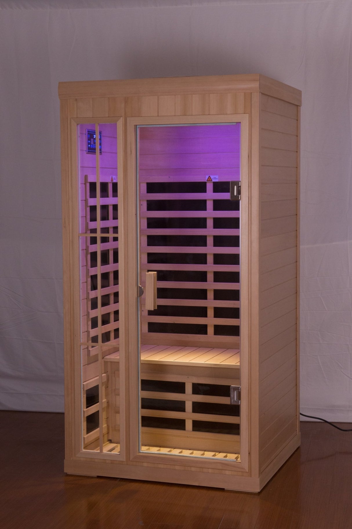 Deluxe version Plus One person Far infrared Hemlock Sauna room with LED colour lights | Home Elegance USA