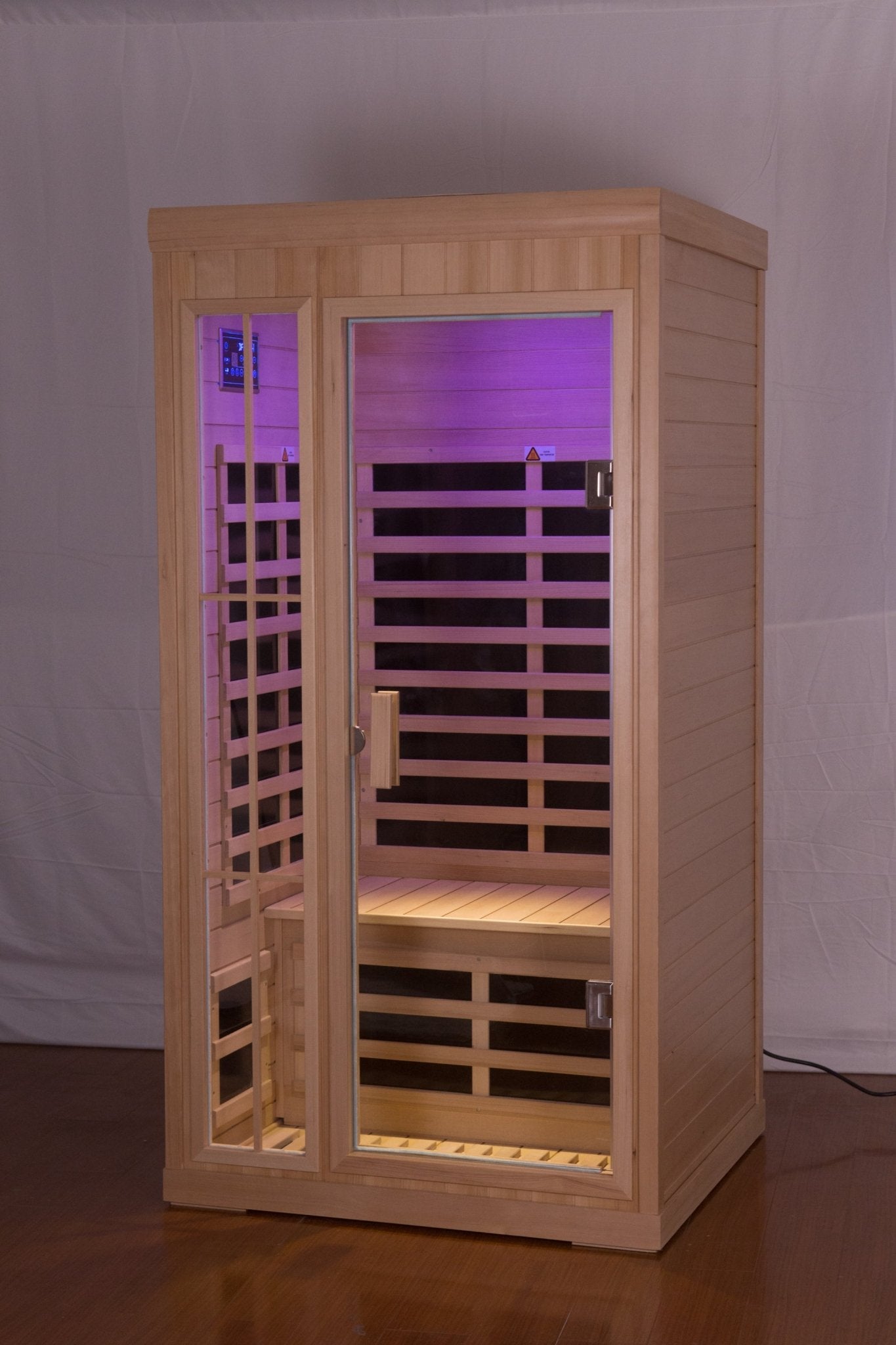 Deluxe version Plus One person Far infrared Hemlock Sauna room with LED colour lights | Home Elegance USA